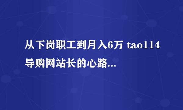 从下岗职工到月入6万 tao114导购网站长的心路历程 -电脑资料