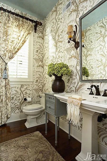 古典气质VS清新淡雅 15款个性卫浴壁纸推荐