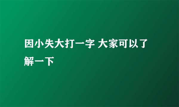 因小失大打一字 大家可以了解一下