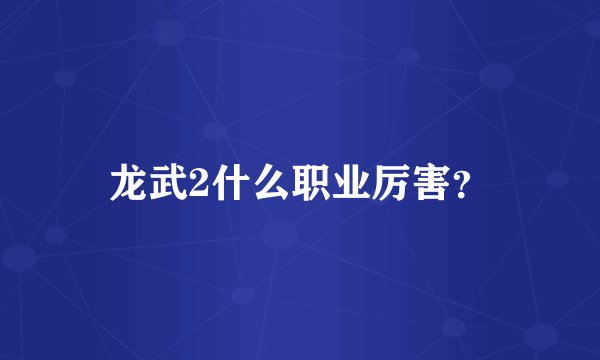 龙武2什么职业厉害？