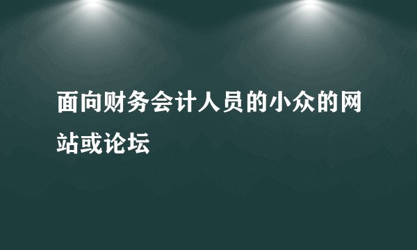面向财务会计人员的小众的网站或论坛