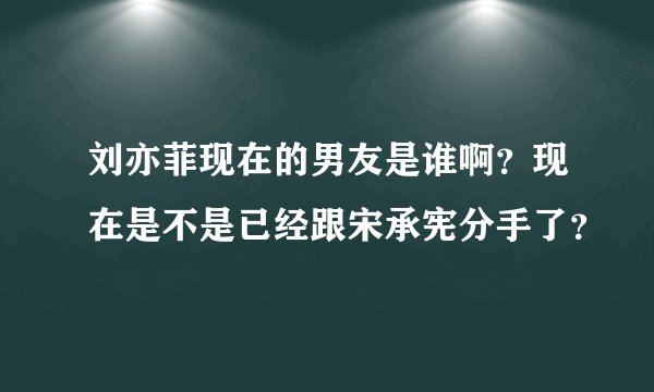 刘亦菲现在的男友是谁啊？现在是不是已经跟宋承宪分手了？