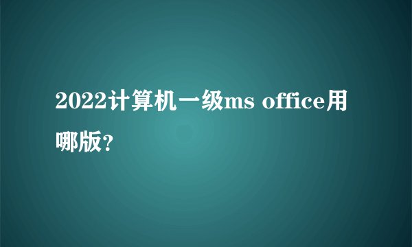 2022计算机一级ms office用哪版？