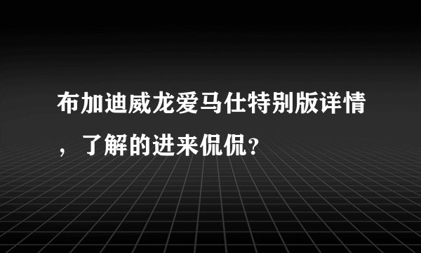 布加迪威龙爱马仕特别版详情，了解的进来侃侃？