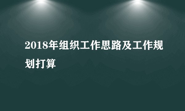 2018年组织工作思路及工作规划打算