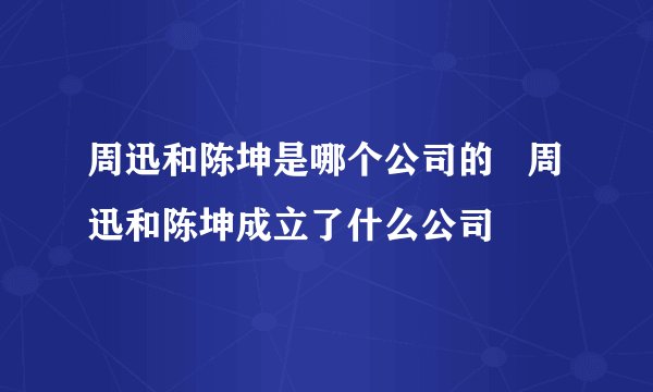 周迅和陈坤是哪个公司的   周迅和陈坤成立了什么公司