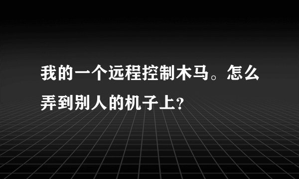 我的一个远程控制木马。怎么弄到别人的机子上？