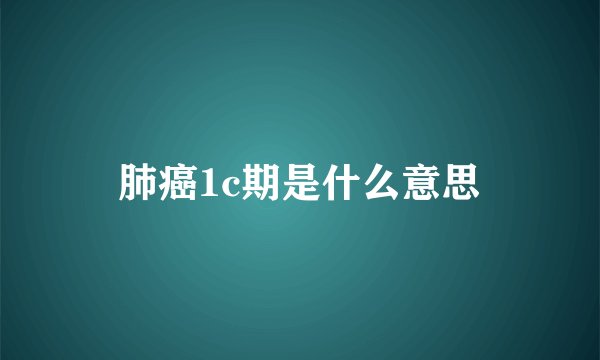 肺癌1c期是什么意思