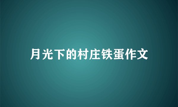 月光下的村庄铁蛋作文