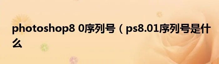 photoshop8 0序列号（ps8.01序列号是什么