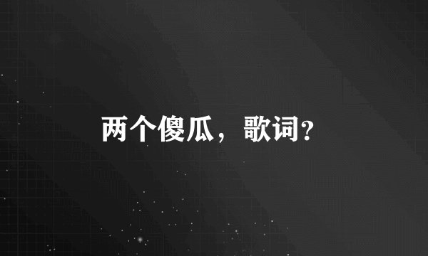 两个傻瓜，歌词？