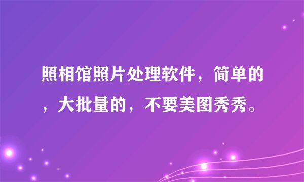 照相馆照片处理软件，简单的，大批量的，不要美图秀秀。