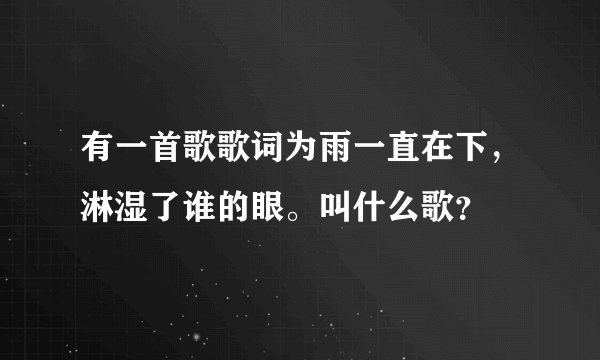 有一首歌歌词为雨一直在下，淋湿了谁的眼。叫什么歌？