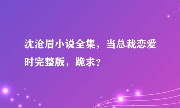 沈沧眉小说全集，当总裁恋爱时完整版，跪求？