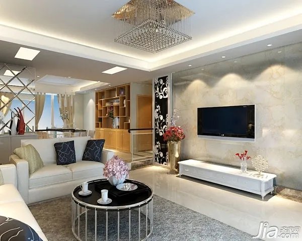 37图现代简约电视背景墙 打造时尚家居风