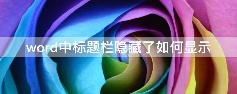 word中标题栏隐藏了如何显示