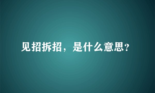 见招拆招，是什么意思？