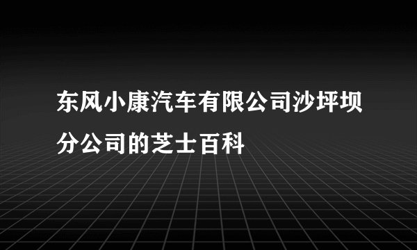 东风小康汽车有限公司沙坪坝分公司的芝士百科