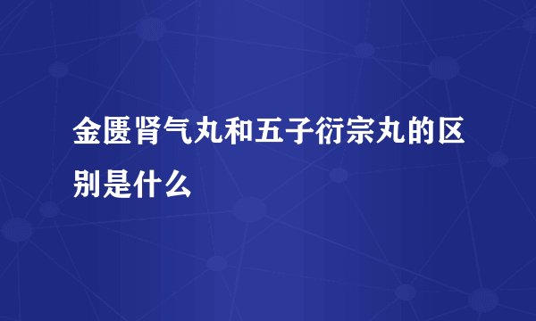 金匮肾气丸和五子衍宗丸的区别是什么