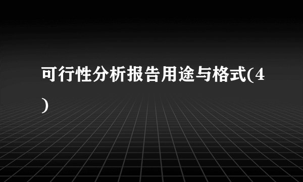 可行性分析报告用途与格式(4)