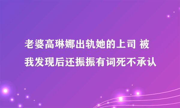 老婆高琳娜出轨她的上司 被我发现后还振振有词死不承认