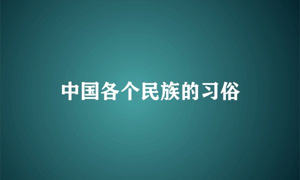 中国各个民族的习俗