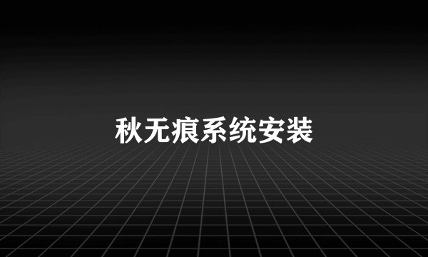 秋无痕系统安装