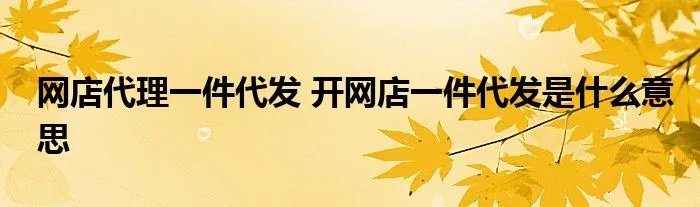 网店代理一件代发 开网店一件代发是什么意思