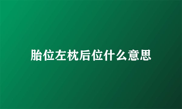 胎位左枕后位什么意思