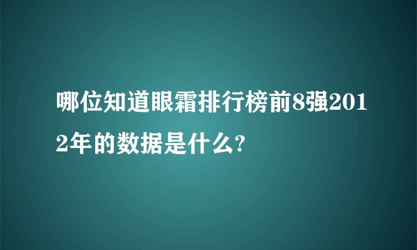 哪位知道眼霜排行榜前8强2012年的数据是什么?