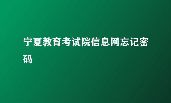 宁夏教育考试院信息网忘记密码