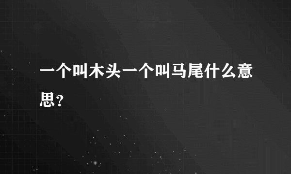 一个叫木头一个叫马尾什么意思？