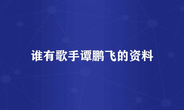 谁有歌手谭鹏飞的资料