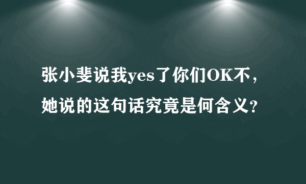 张小斐说我yes了你们OK不，她说的这句话究竟是何含义？