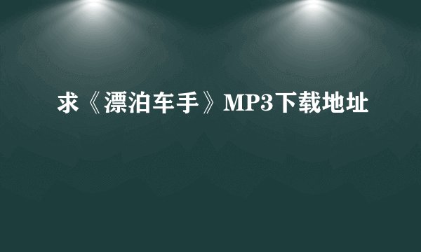 求《漂泊车手》MP3下载地址