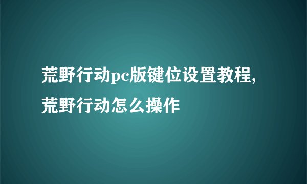 荒野行动pc版键位设置教程,荒野行动怎么操作