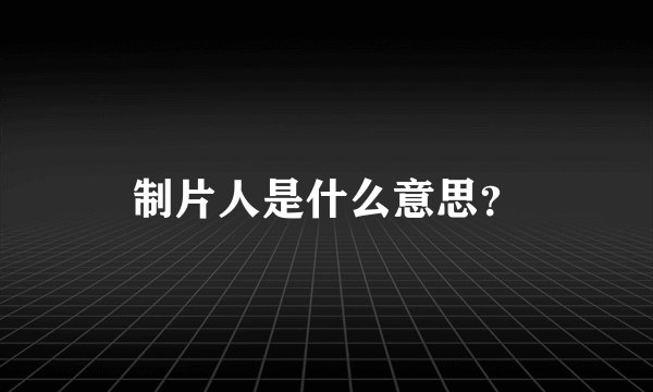 制片人是什么意思？