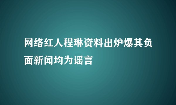 网络红人程琳资料出炉爆其负面新闻均为谣言