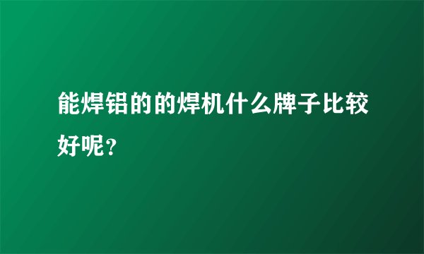能焊铝的的焊机什么牌子比较好呢？
