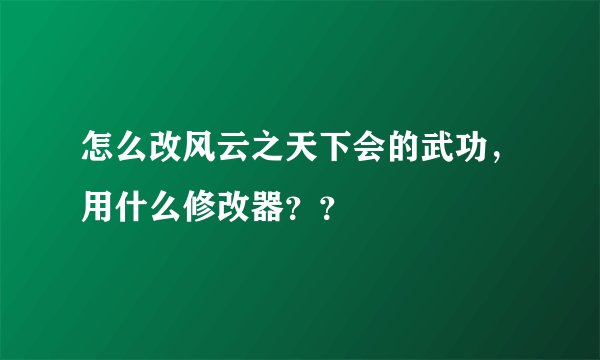 怎么改风云之天下会的武功，用什么修改器？？