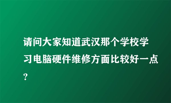 请问大家知道武汉那个学校学习电脑硬件维修方面比较好一点？