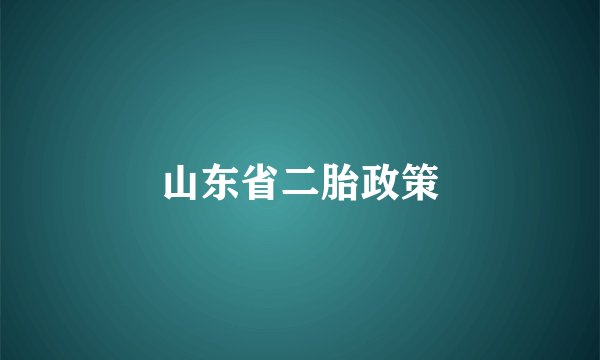 山东省二胎政策