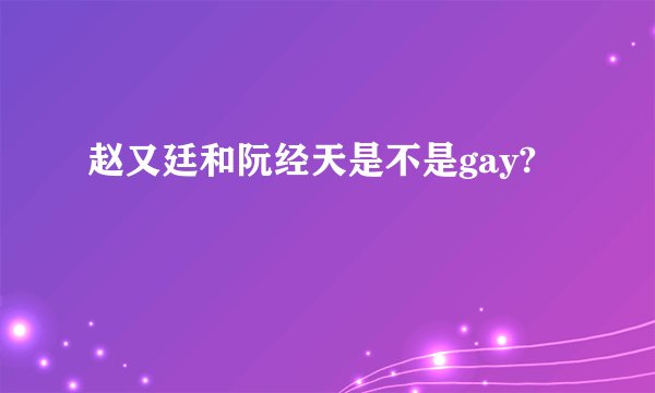赵又廷和阮经天是不是gay?