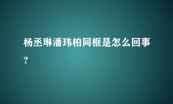 杨丞琳潘玮柏同框是怎么回事？