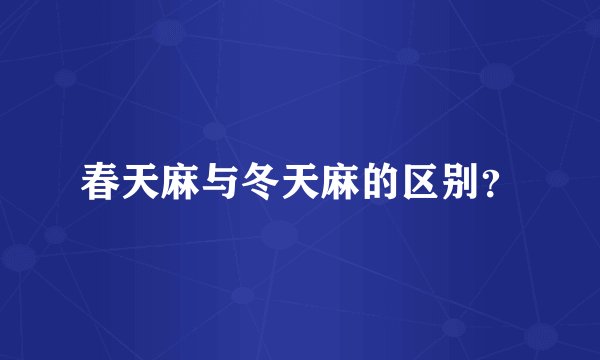 春天麻与冬天麻的区别？