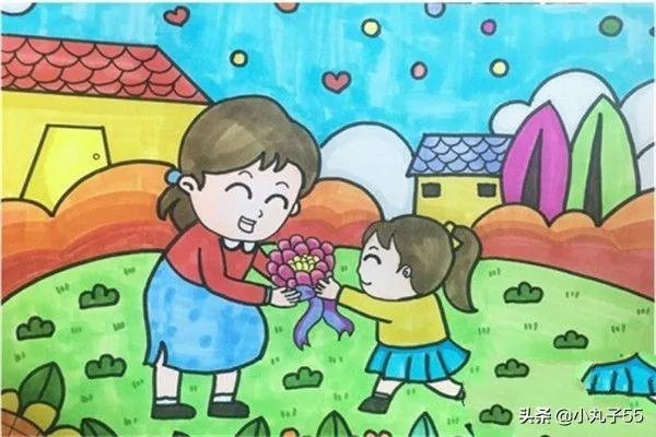 母亲节送给妈妈的画，孩子送妈妈的画怎么画？