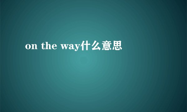 on the way什么意思