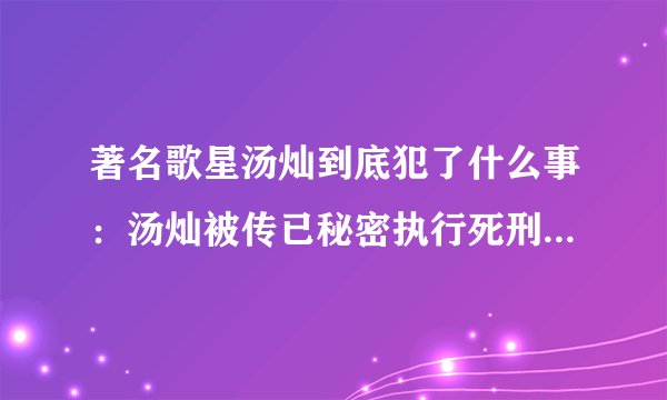 著名歌星汤灿到底犯了什么事：汤灿被传已秘密执行死刑是真的吗？