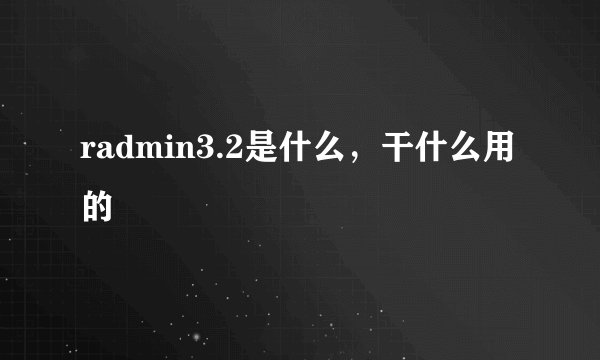 radmin3.2是什么，干什么用的