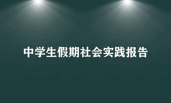 中学生假期社会实践报告